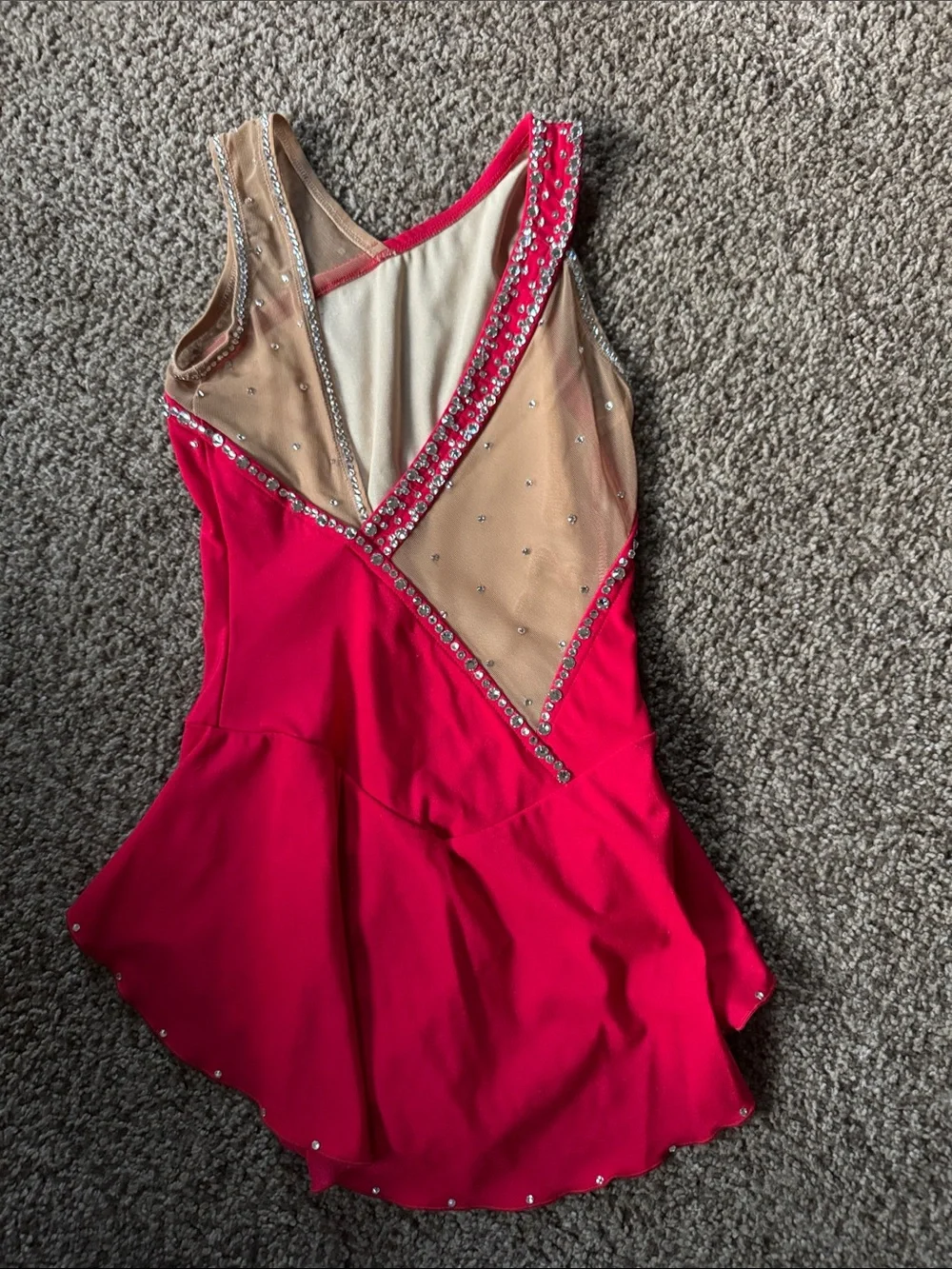 Girls Red One-Shoulder Skating Dress with Rhinestones - Brad Griffies size 2